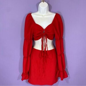 SHEIN Red Skirt Set